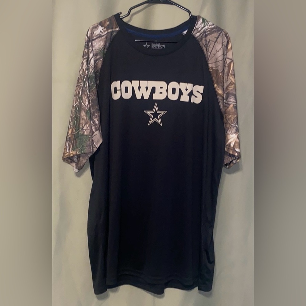 Dallas Cowboys Authentic NFL Apparel Logo Short Sleeve Camo Blue Shirt 2XL